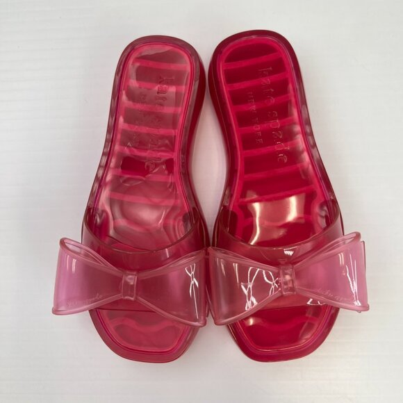 Kate Spade Sandal Women 7 Bow Tie Knot Slide Flat Jelly Cruise Resort Party Core - Picture 2 of 9
